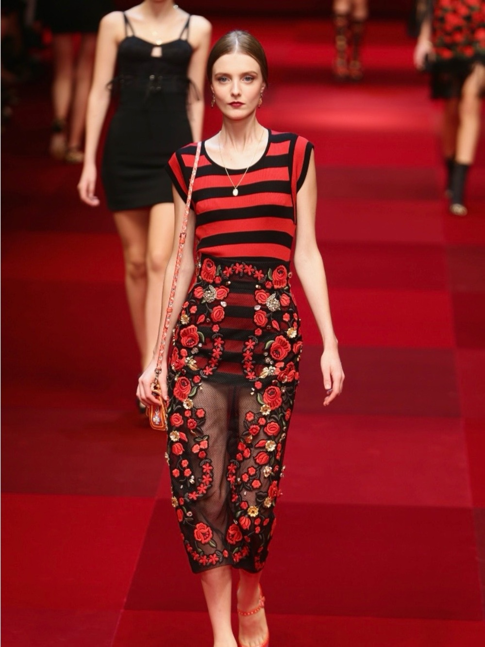 Dolce and Gabbana silk Red and Black Striped Top - Picture 1 of 4